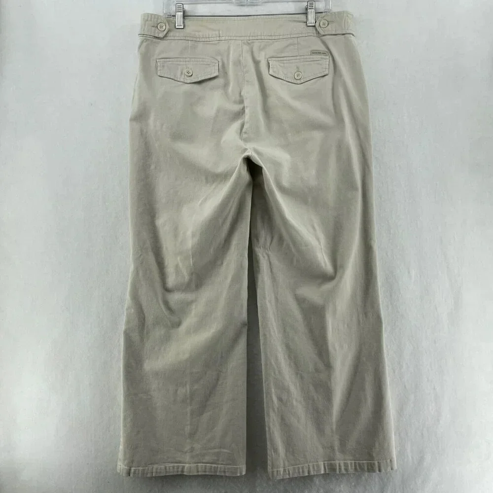 Calvin Klein Jeans Women's Sz 14 Beige Straight Ankle High-Rise Stretch Pockets - Picture 2 of 12